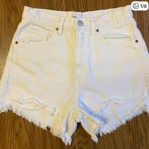 Zara Cream High Waist Denim Shorts